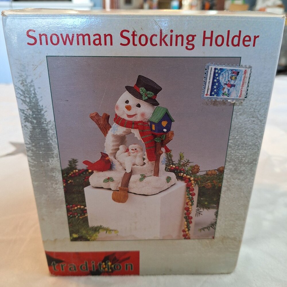 Snowman Stocking Holder By Seasonal Specialties Heavy Resin Country Christmas‎